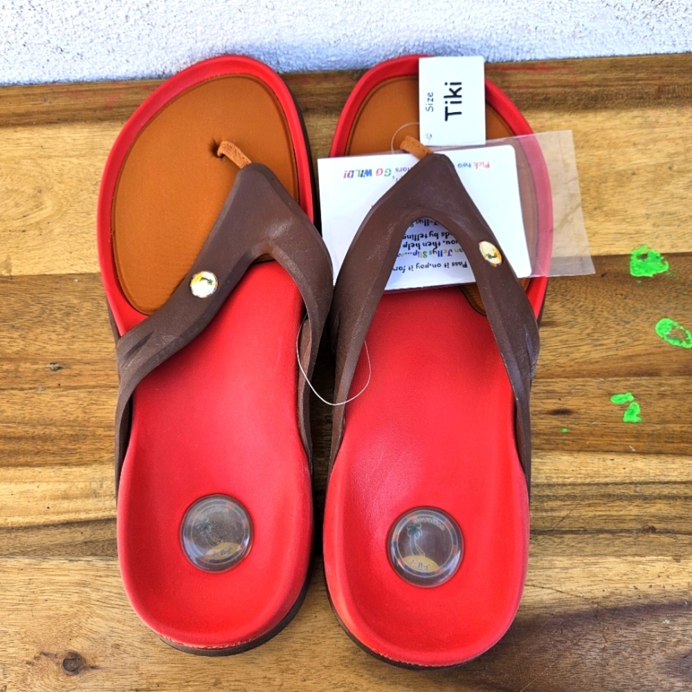Hawaiian Jellys Ultra Comfort Kona Coffe Men Flip Flop Sandal Size 12 - Picture 4 of 15